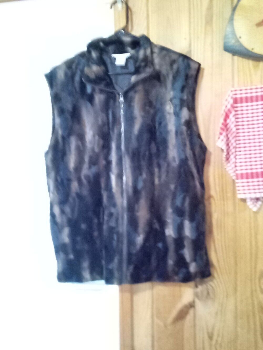 Jordan Women's Black And Brown Animal Print L Soft Vest With Pockets
